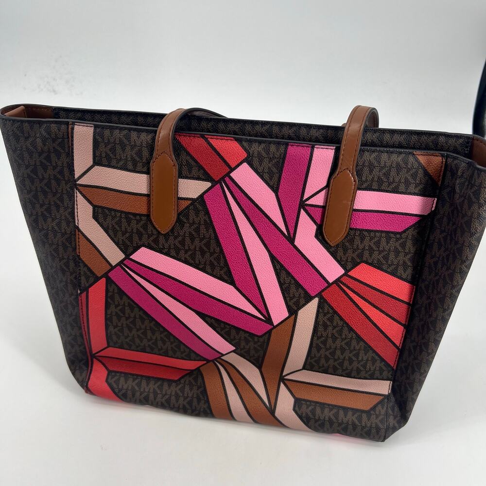 Michael Kors Sinclair Brown Multi Tote & matching Wallet limited edition pink - Picture 4 of 14
